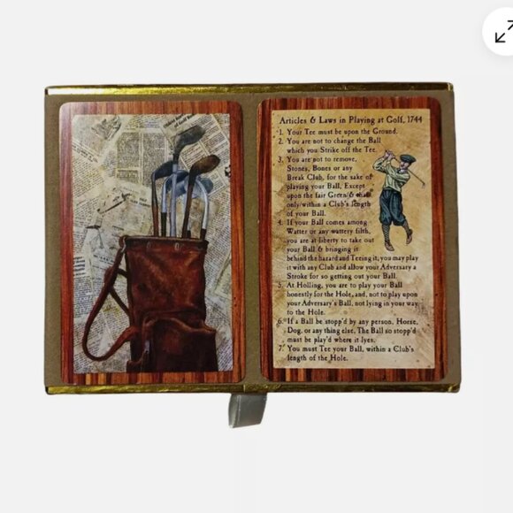 Vintage Congress Playing Cards: Articles & Law Playing at Golf 1744 Two Deck Box - Picture 2 of 8
